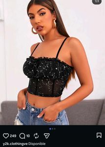 25V. Sparkling Star Print Sheer Cami Top