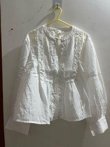 Elegant White Embroidered Blouse