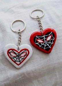 2x Spider-Man Heart Keychains (Pair)