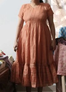 customized Peach Striped Dress length 47