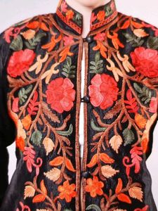 kashmiri black jacket style kurta