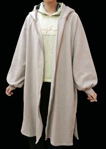 Oversized Hooded Zip-Up Coat