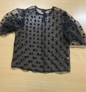 Sheer Black Polka Dot Top