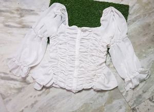 White Ruched Blouse