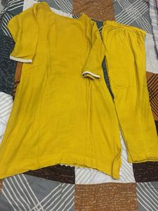 Yellow Kurta Set with Intricate Embroidery