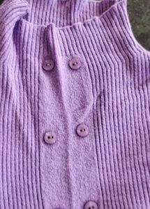 Lilac Ribbed Button-Up Sweater
