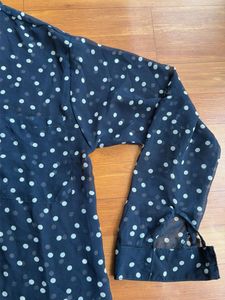 Chic Polka Dot Sheer Button-Up Blouse