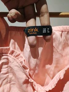 Chic Pink Puff Sleeve Tie Front Top
