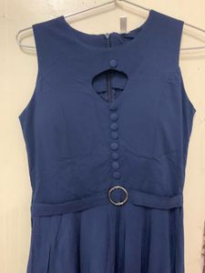 Elegant Navy Blue Sleeveless Maxi Dress