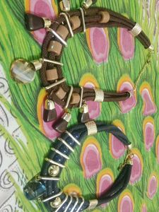 Statement Necklace with Blue &amp; Brown Accents