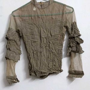Ruffle Sleeve Sheer Top