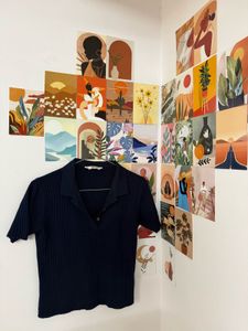 Navy Blue Ribbed Polo Top