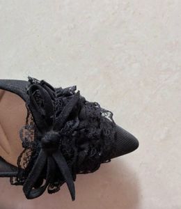 Black Lace Flower Heels