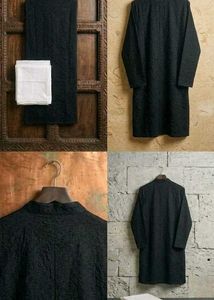 Men's Black Lucknowi Chikankari Kurta Set