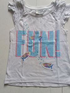 Kids White Fun Fish Graphic T-Shirt