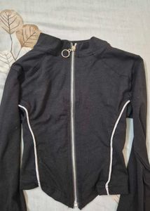 Black Zip-Up Gym Top