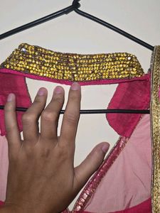 Wedding Lehenga Choli Pink N White Sider