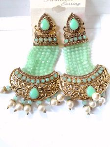 Stunning Mint Green Beaded Earrings