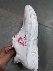 White &amp; Pink Posewalk Sneakers