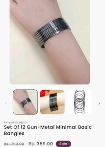 Minimalist Gun Metal Bangles Set