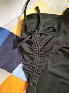 SHEIN Black Ruched Drawstring Dress