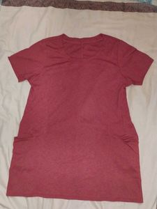 Casual Maroon T-Shirt Dress