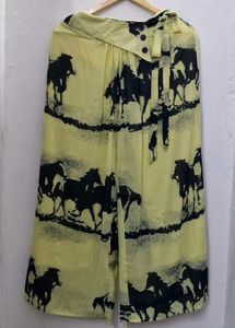 Yellow Palazzo Pants with Horse Print
