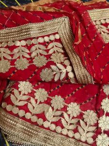 Red Saree with Gold Border