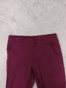 Maroon Wide Leg Casual Pants