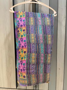 Vibrant Multicolor Crepe Floral Saree