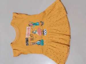 Cute Yellow Dress with Dance Beat Print