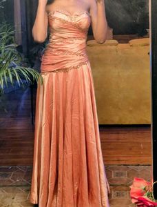 Designer Mari Lee Imported Peach Embellished Gown