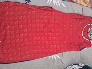 Red nd blue plaazo Ethnic Kurta with Golden
