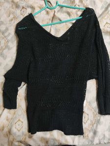 Chic Black Off-Shoulder Knit Top