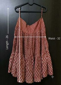🎀🍁Fabindia_Tiered Block-Print Midi Skirt🍁🎀