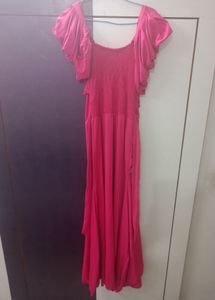 Vibrant Pink Off-Shoulder Dress