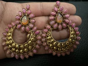 Chandbali Pink Earrings
