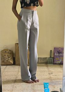 High Waisted Light Grey Trousers