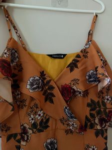 FabAlley Mustard Floral Mini Dress