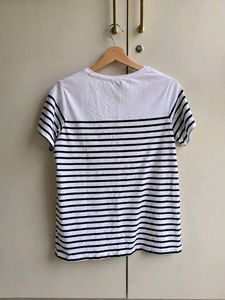 Striped T-Shirt with Floral Accent