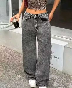 Grey Wide Leg Jeans