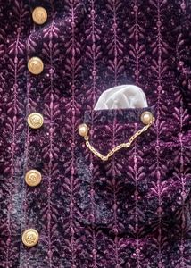 Men's Purple Velvet indowestern set
