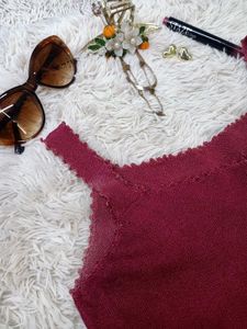 Burgundy Ribbed Knit Tank Top