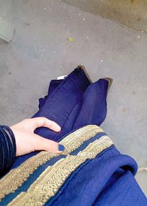 Gorgeous Black Saree With Golden Border🎉(Pleated)