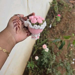 Handmade Crochet Flower Bouquet Keychain