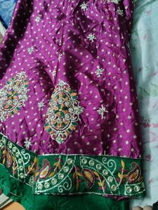 Designer Purple &amp; Green Silk Saree