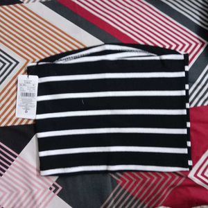 M size Striped Bandeau Crop Top