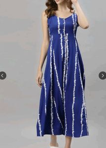 Stylish Blue Tie-Dye Maxi Dress XXL size