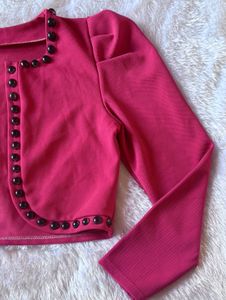 Hot Pink Bolero Blazer with Studs