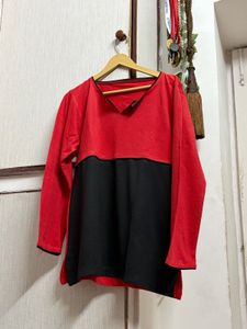 Red & Black Long Sleeve Top